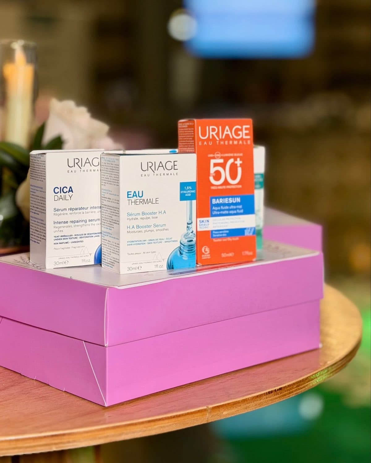 Productos Cantabria Labs y Uriage en el evento de Ana Cure